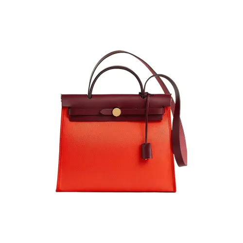 HERMES Herbag Zip H Plume Холст Hunter Коровья кожа Сумка через плечо Сумка через плечо Женская