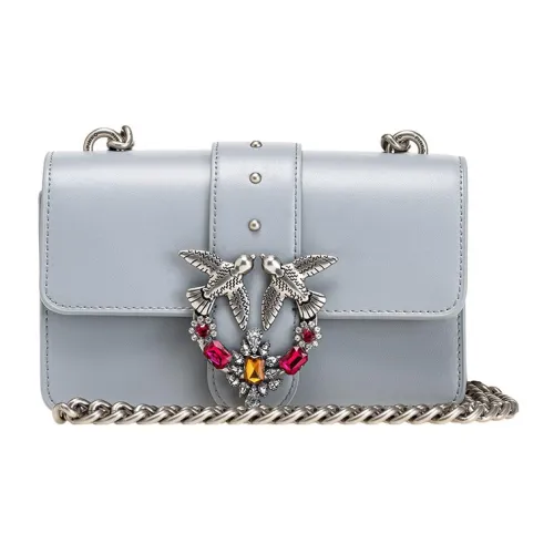 PINKO Love Icon Телячья кожа Сумка через плечо Сумка на плечо Мини Женская Светло-синяя
