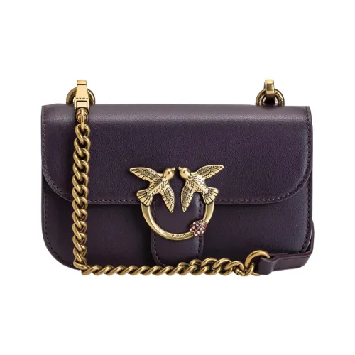 PINKO SIMPLY Коровья кожа Swallow Сумка Курьерская сумка Сумка через плечо Женская Черная Фиолетовая