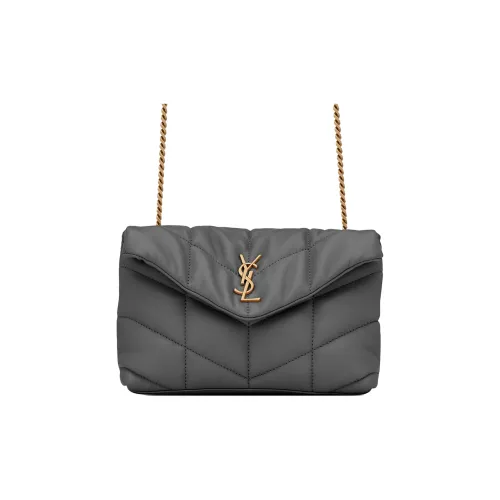 SAINT LAURENT Пуховая Овчина Сумка через плечо Мини Женская Серого цвета