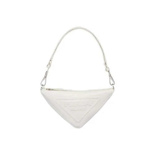 PRADA Triangle Leather Bag Crossbody Bag Women's White