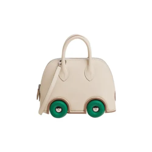 HERMES Bolide Epsom Телячья кожа Сумка для боулинга Сумка Мини Женская Мел Белый Dazzling Зеленый