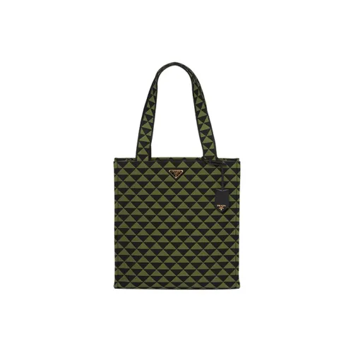 PRADA Symbole Вышитая ткань Тоут Сумка Сумка для покупок Сумка на плечо Сумка Обычный Мужской Черный Плющево-зеленый