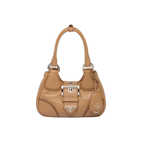 PRADA Кожа Плечевая Сумка Сумка Полумесяц Сумка через плечо Сумка Обычная Женская Карамель