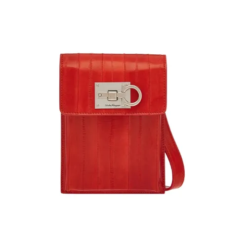 FERRAGAMO Studio Fish Leather Phone Case Men's Red