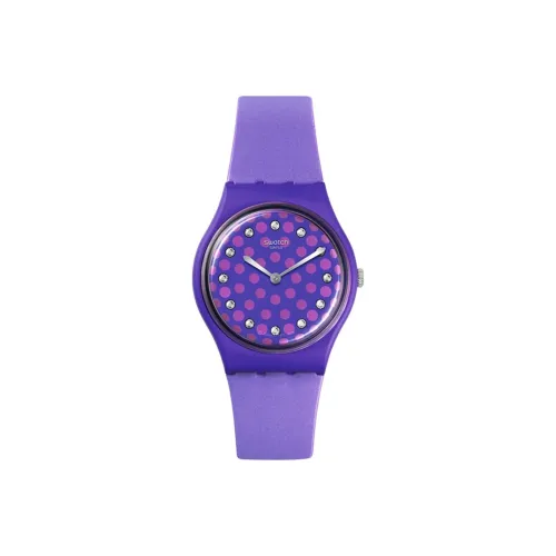 SWATCH GENT Collection Кварцевый механизм Унисекс Часы 34 мм Фиолетовый циферблат Часы Биокерамика Корпус Часы Силиконовый ремешок