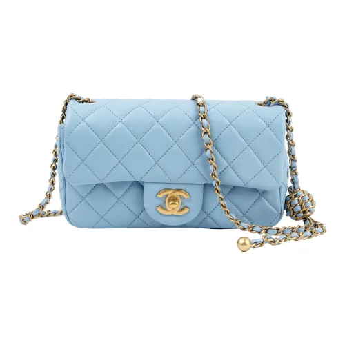 CHANEL Classic Flap CF22SS Весна и Лето Овчина Сумка через плечо Мини Женская Синяя