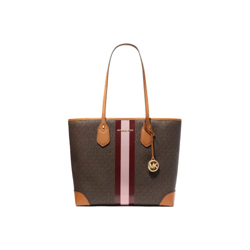 MICHAEL KORS ЭВА Покрытый холст с хлопком Тоут Сумка Сумка для покупок Сумка Большая Женская Коричневая и Красная