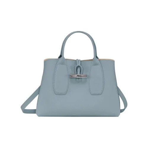 LONGCHAMP Roseau Коровья кожа Big Сумка Сумка через плечо Сумка среднего размера Женская Облачно-голубая