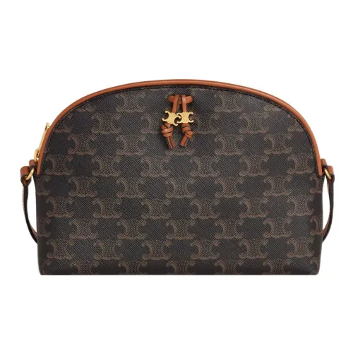 CELINE Triomphe Холст Телячья кожа Сумка через плечо Сумка на плечо Женская Коричневая