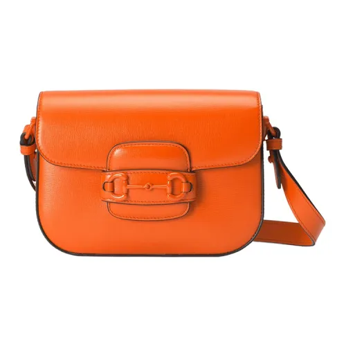 GUCCI Horsebit 1955 Кожаная сумка через плечо сумка на плечо женская оранжевая