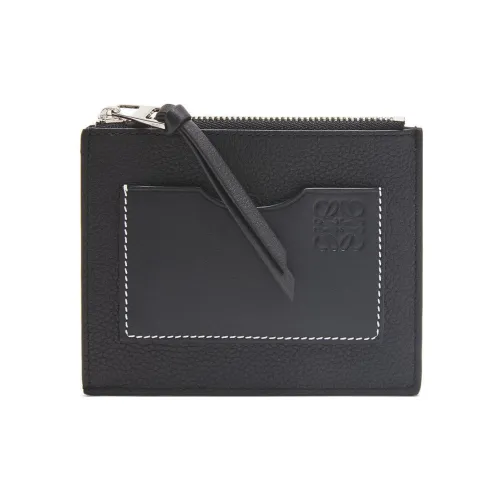LOEWE Soft Коровья крупнозернистая текстура Держатель для карт Большой Женский Черный