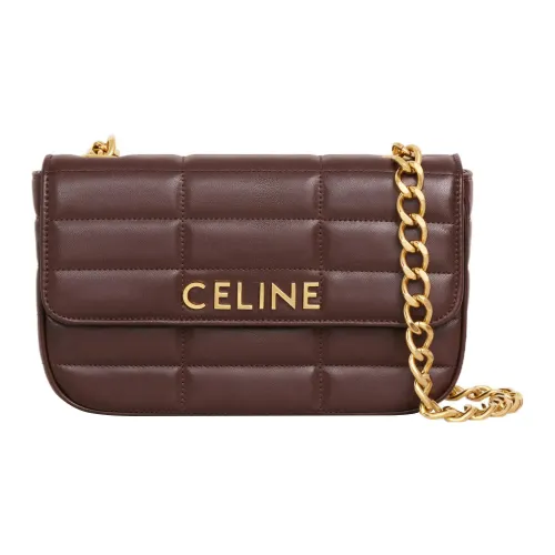 CELINE Matelasse Monochrome Овчина Сумка через плечо Сумка на плечо Женская Коричневая
