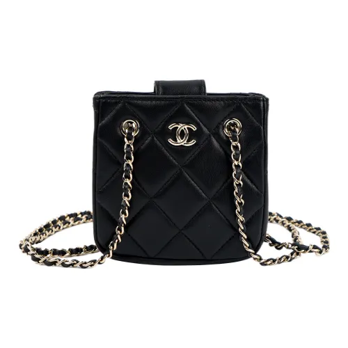 CHANEL Клатч из овечьей кожи кошелек для монет сумка через плечо мини женский черный