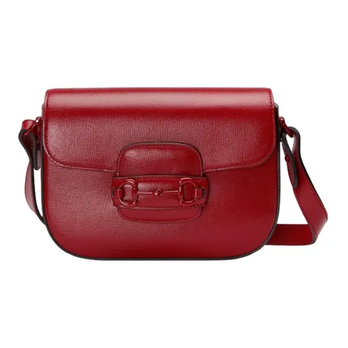 GUCCI Horsebit 1955 Кожаная Сумка через плечо Сумка на плечо Женская Красная