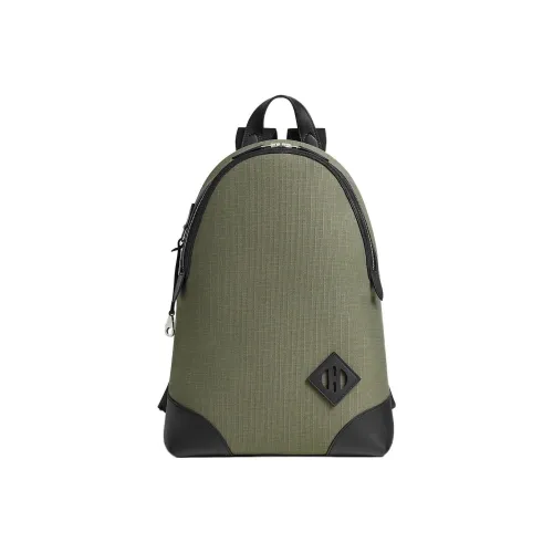 HERMES Nouveau Sac a Dos T C Bivouac Холст с Swift Кожа Рюкзак Мужской Хаки Черный