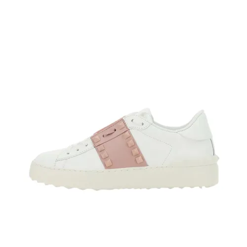 Valentino Rockstud GARAVANI Низкий Топ Стильные Скейтбординги Женские Белые Розовые