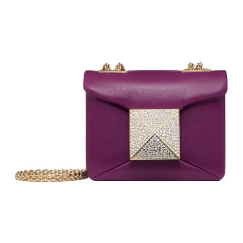 Valentino One Stud Овечья шкура Сумка через плечо Сумка на плечо Экстра мини Женская Фиолетовая