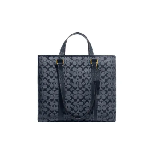 COACH Тернер Деним Кожаная Сумка через плечо Сумка Большая Мужская Джинсовая Синяя