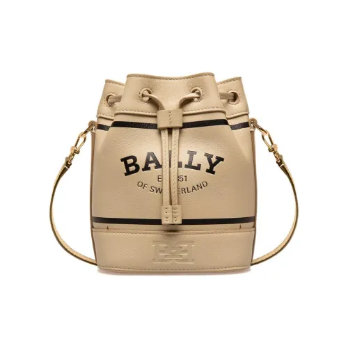 BALLY Cleoh Телячья кожа Ведрообразная сумка Сумка через плечо Мини Женская Бежевая