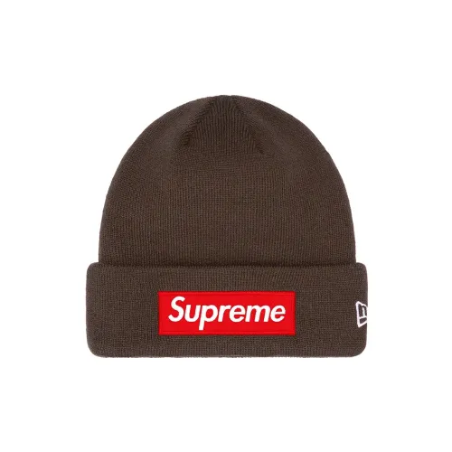 Supreme x New Era Акриловые шапки-бини унисекс Кофейный Серый Черный Синий Зеленый Желтый Красный Черный Белый Коричневый