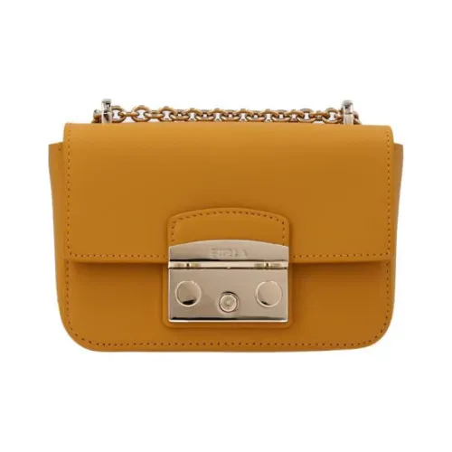 Furla Metropolis Collection Коровья кожа Сумка через плечо Мини Женская Желтая
