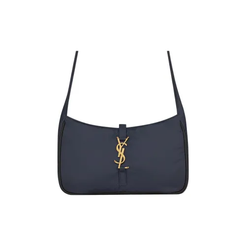 SAINT LAURENT LE5A7 Переработанный нейлон с тканью и коровья кожа сумка через плечо стандартная женская морской синий