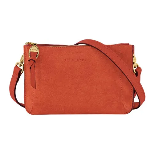 LONGCHAMP Mailbo Вельвет Телячья Кожа Сумка через плечо Кошелек Женский Оранжевый