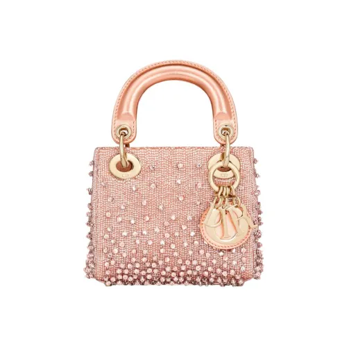 DIOR Lady Dior Ювелирные украшения Вышивка Сумка Lady Dior Сумка через плечо Сумка Экстра мини Женские Румяный розовый