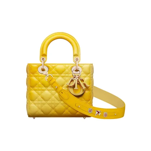 DIOR LADY DiorMy ABCDior Lambskin Сумка Lady Dior Сумка через плечо Сумка Маленькая Женская Желтая