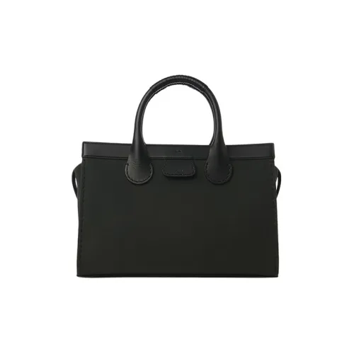 Chloe Edith Canvas Телячья кожа Сумка Большая Мужская Черная