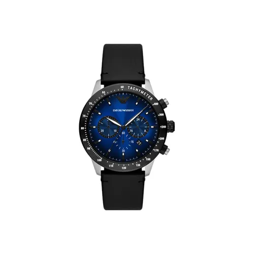 EMPORIO ARMANI Кварцевый механизм Мужские THREE Eye Хронограф Часы 43 мм Синий