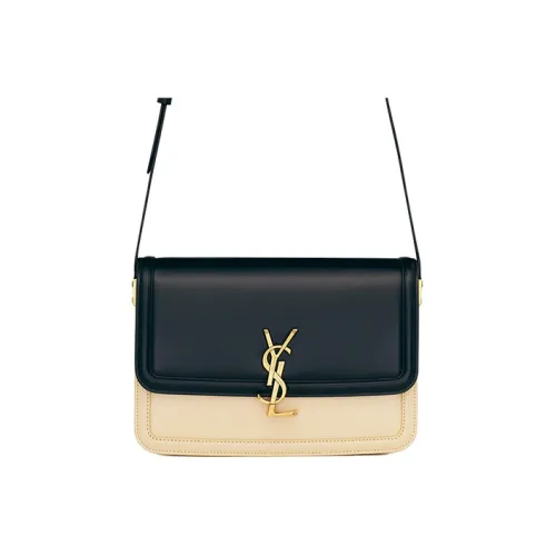 SAINT LAURENT Solferino Коровья кожа Тофу Сумка через плечо Средняя Женская Черная Бежевая