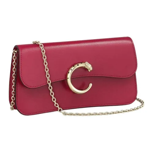 Cartier Сумка На Цепочке, Модель «мини», Panthère De Cartier Телячья Кожа Цвета Красно-вишневого Цвета, Позолоченная Отделка И Отделка Из Черной Эмали