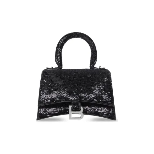 Balenciaga HOURGLASS Сумка через плечо из коровьей кожи Сумка Extra Small Женская Черная