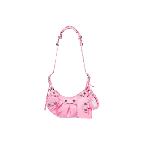 Balenciaga Le Cagole Лакированная кожа Полумесяц Сумка через плечо Мини Женская Розовая