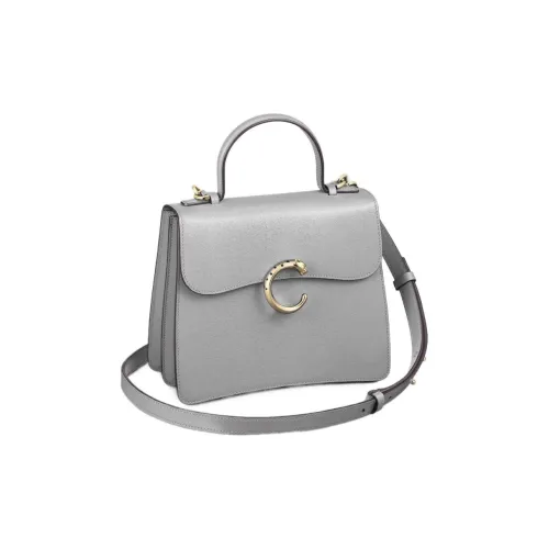 Cartier Сумка Panthère De Cartier, Сумка С Ручкой, Маленькая Модель Телячья Кожа Серого Цвета, Позолоченная Отделка