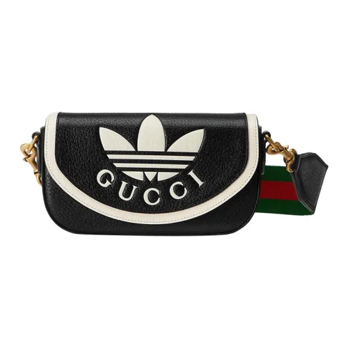 GUCCI Adidas Коллаборация Кожаная Сумка через плечо Сумка на плечо Женская Черная