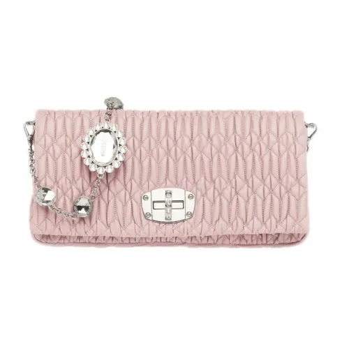 MIU MIU Soft Sheep Leather Handheld Crossbody Bag Shoulder Bag Women's Water Lily Pink
