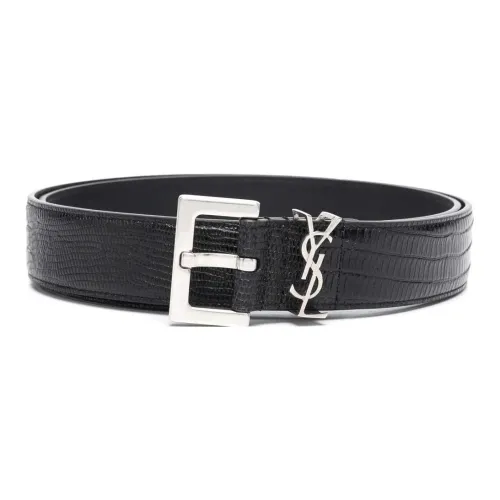 SAINT LAURENT Крокодиловый узор Тисненый Удобный Шпилька Кожаные ремни Мужской Ширина 3 см