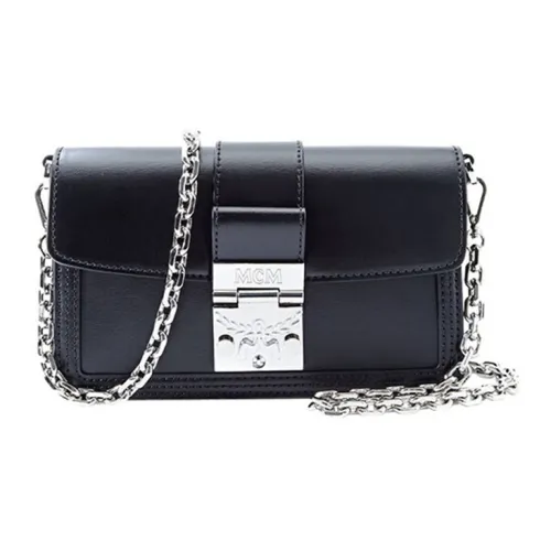 MCM Tracy Visetos Коровья кожа Сумка через плечо Мини Женская Черная