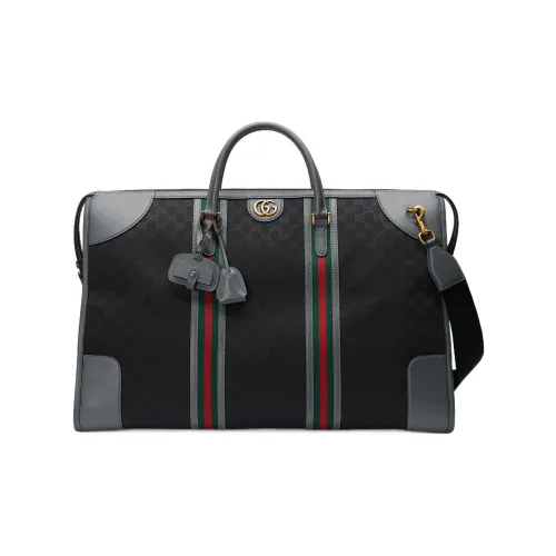 Gucci Canvas с кожаными вставками дорожная сумка сумка из холста сумка через плечо сумка размер Extra Large мужская