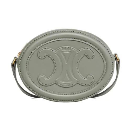 CELINE Cuir Triomphe Гладкая Телячья Кожа Сумка через плечо Мини Женская Зеленая