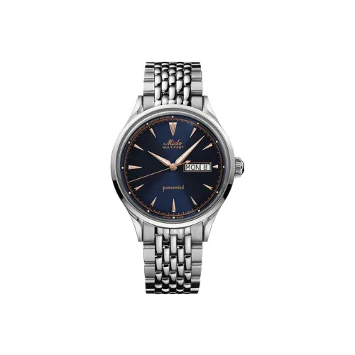 Mido Helm Автоматический Механический Часы Мужские Циферблат 40 мм Синий Нержавеющая Сталь Корпус Нержавеющая Сталь Ремешок