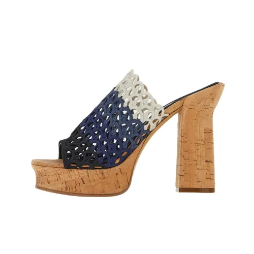 Ferragamo Слипоны Женские Синий Белый Черный
