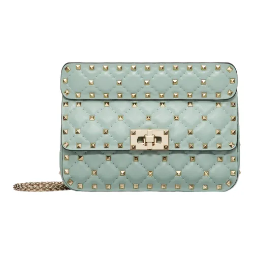 Valentino ROCKSTUD SPIKE Мягкий Коровья Кожа Портативная Сумка через плечо Сумка на плечо Маленькая Женская Зеленая