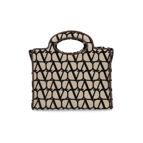 Valentino Ткань Тоут Сумка Сумка для покупок Сумка через плечо Сумка обычная Женская Экрю Черный Коричневый