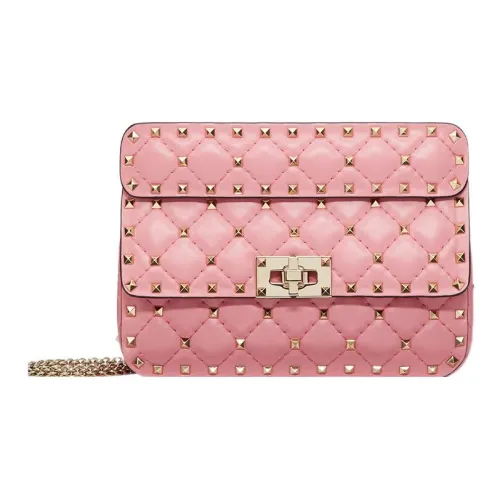 Valentino ROCKSTUD SPIKE Мягкая кожа из овцы Сумка через плечо Маленькая Женская Розовая