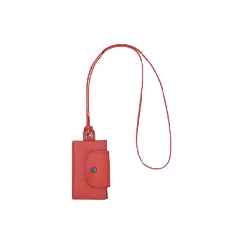 LONGCHAMP Le Pliage Cuir Кожа Украшение Шнур Держатель для карт Монетник Стандартный Женский Красный