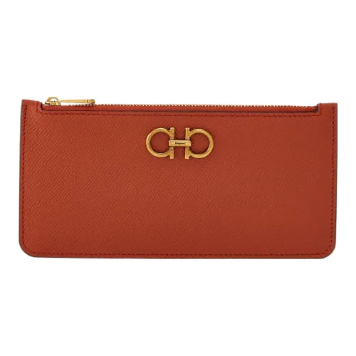 FERRAGAMO GANCINI Телячья кожа Держатель для визиток Женские Коричневый